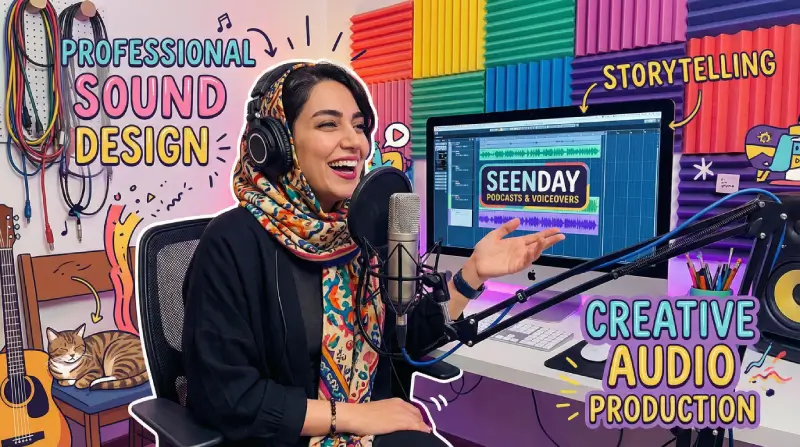 تولید پادکست و صداگذاری حرفه‌ای_seenday
